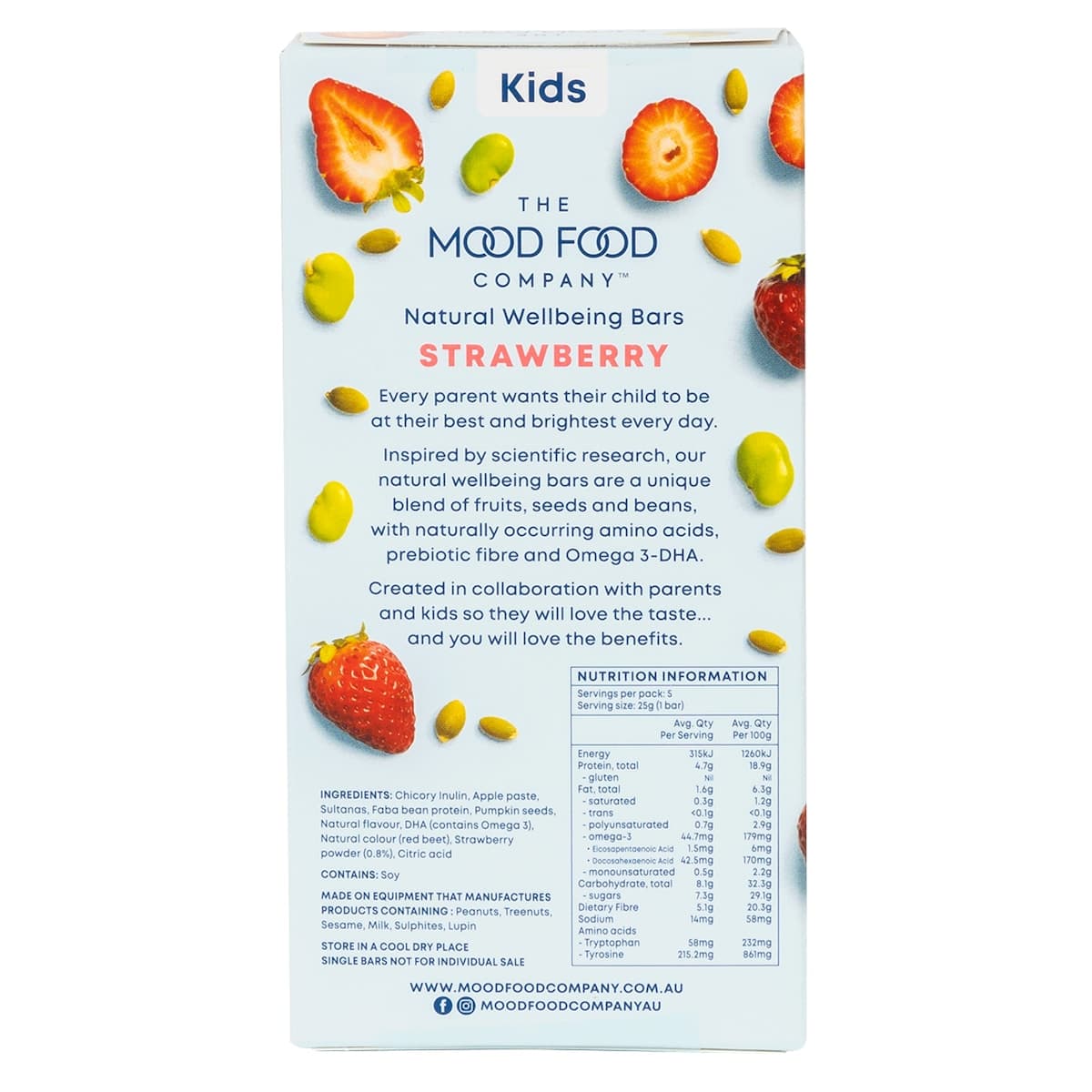 Thumbnail The Mood Food Company Natural Wellbeing Bars Strawberry 5 X 25G