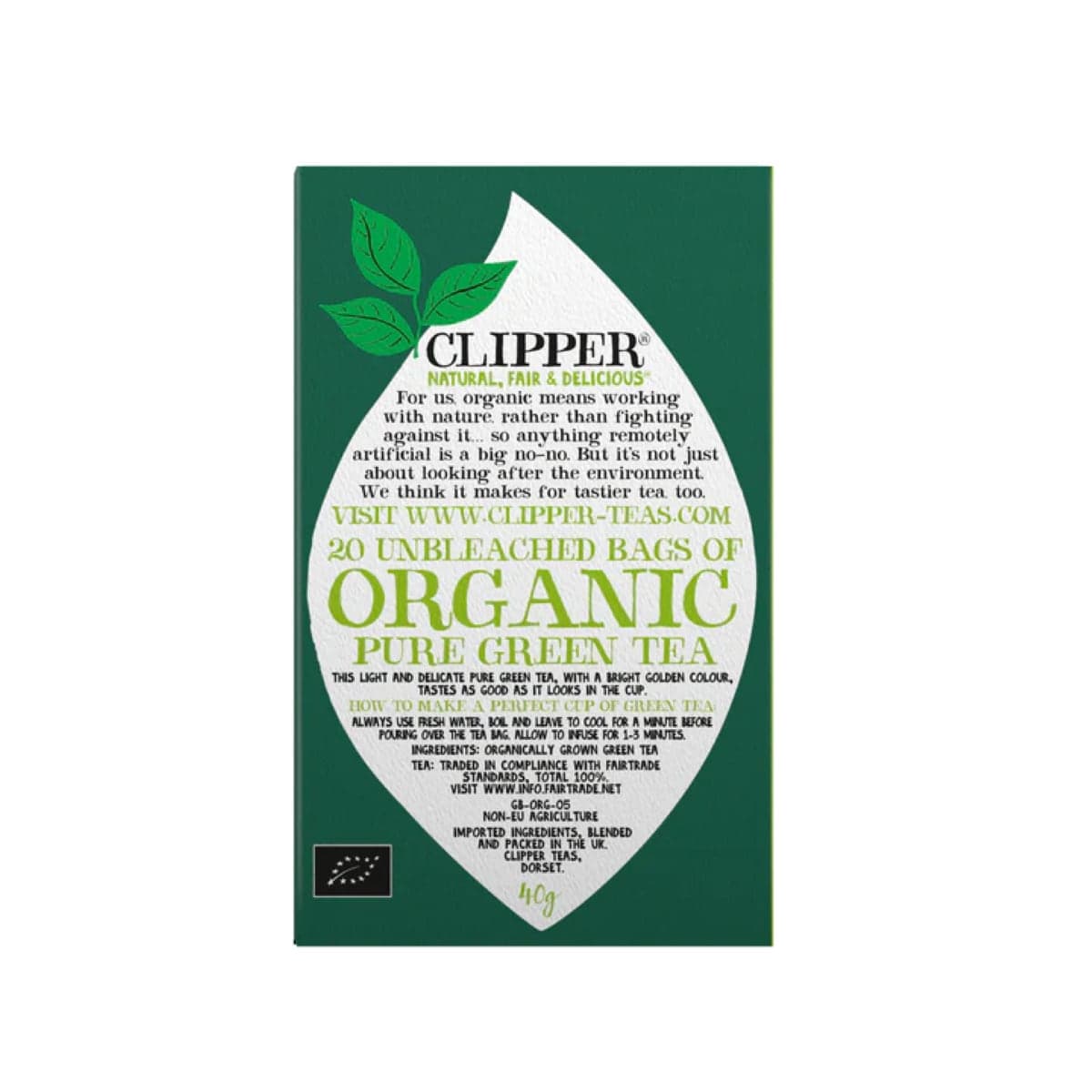 Thumbnail Clipper Organic Pure Fgreen Tea 20 Tea Bags