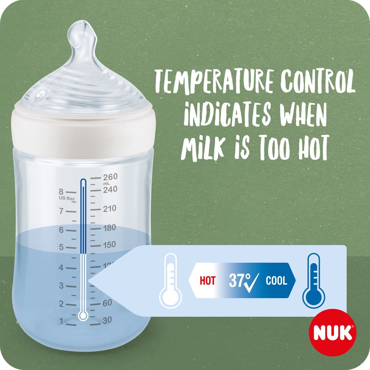 Thumbnail Nuk For Nature 260Ml Temperature Control Bottle 0 Months +