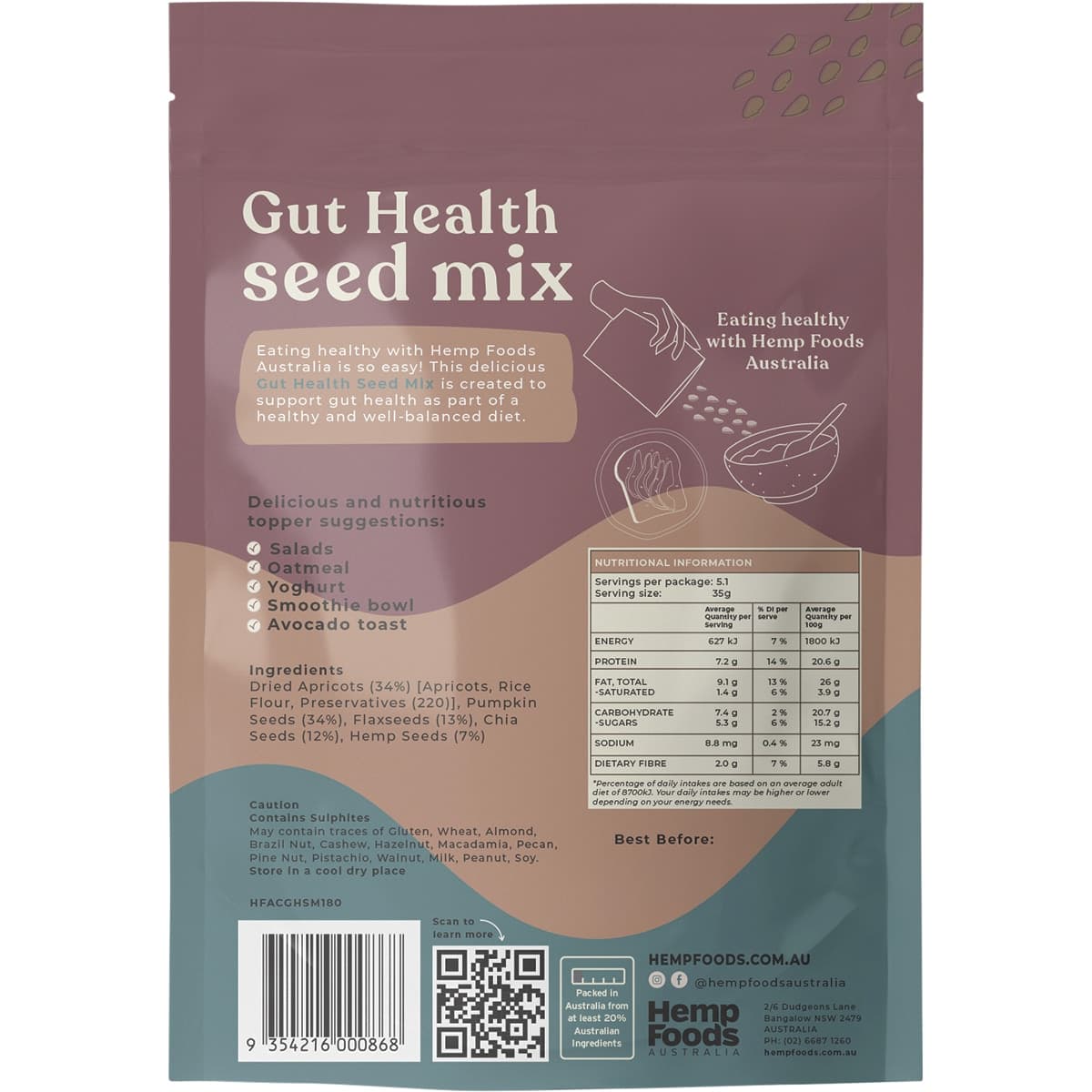 Thumbnail Hemp Foods Australia Gut Health Seed Mix 180G