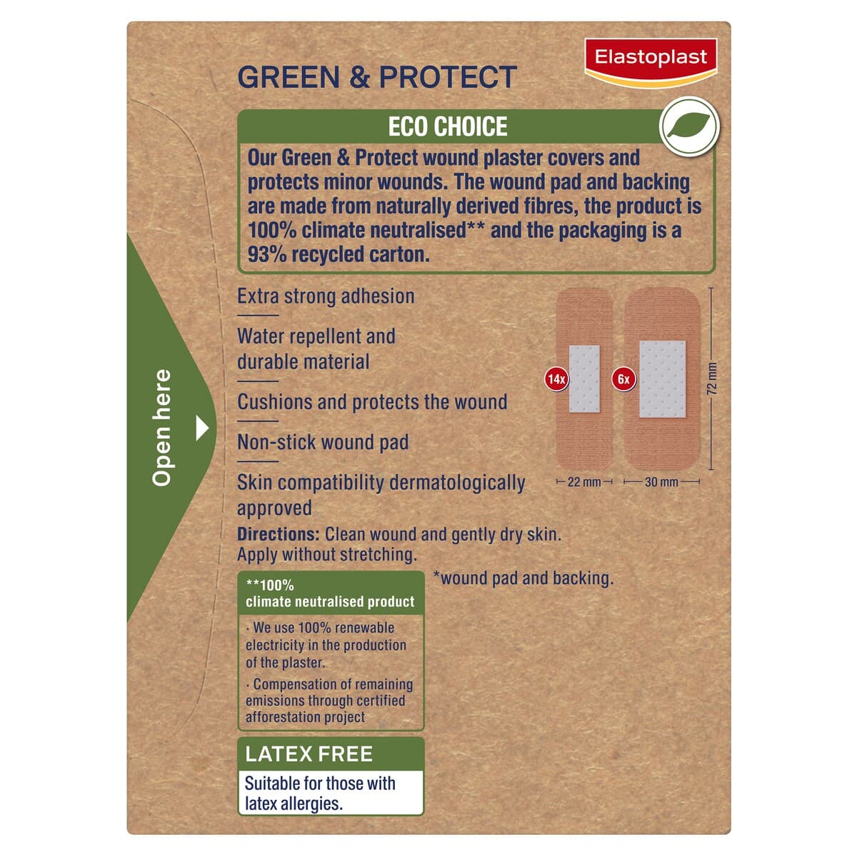 Thumbnail Elastoplast Green & Protect Wound Strips 20 Pack