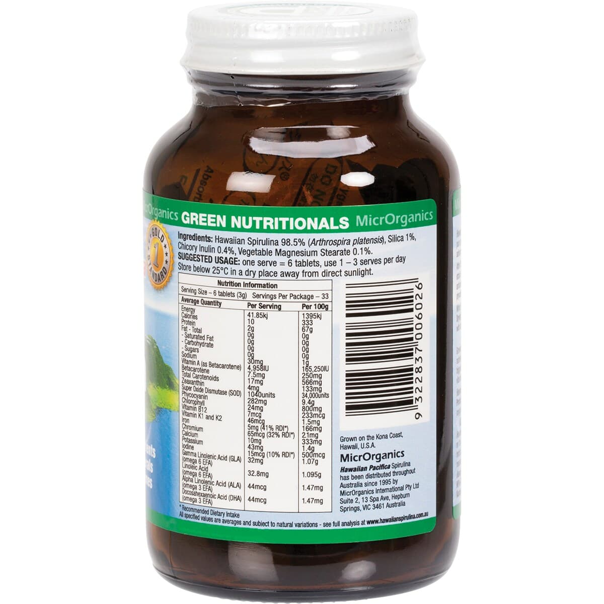 Thumbnail Green Nutritionals Hawaiian Pacifica Spirulina 200 Tablets