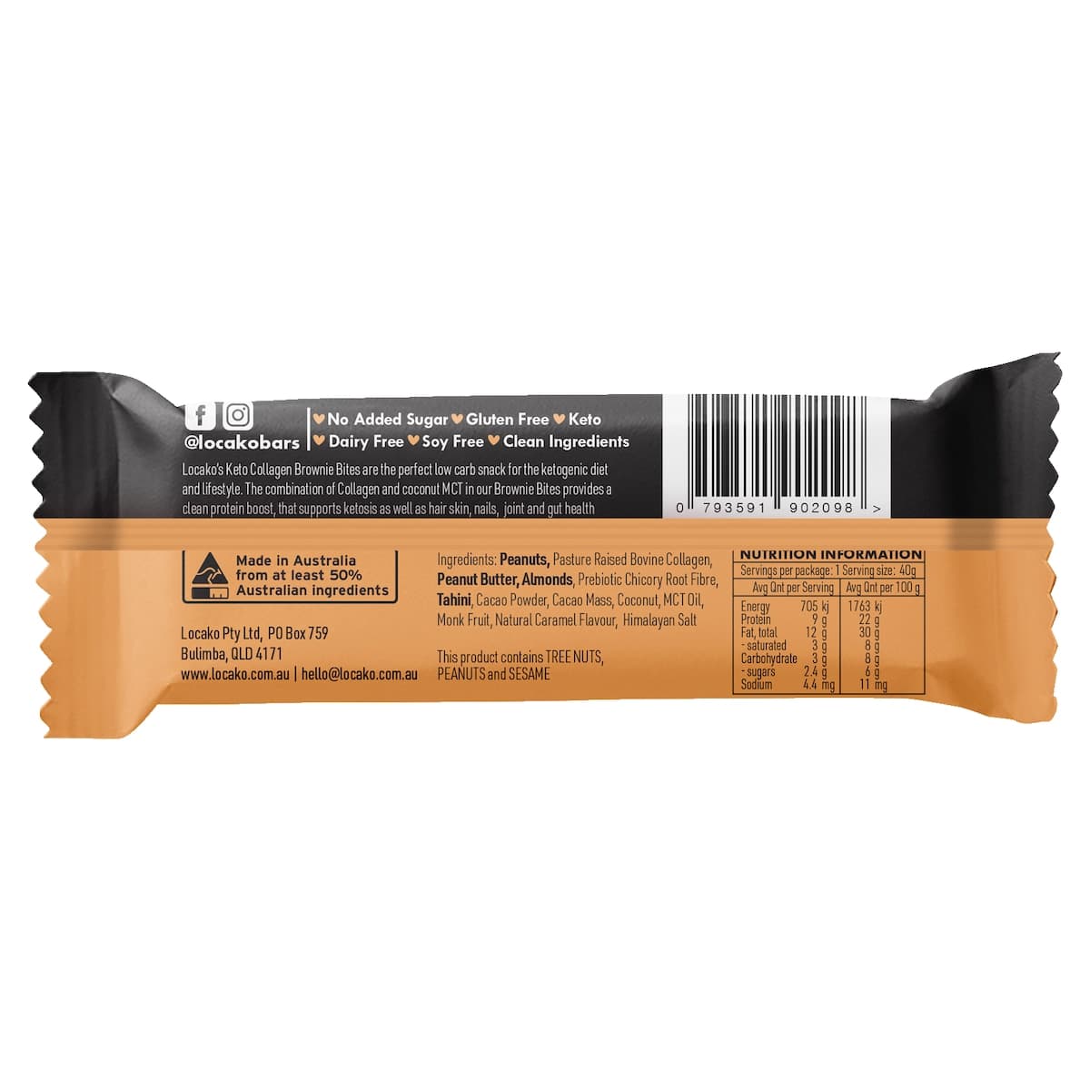 Thumbnail Locako Keto Collagen Brownie Bite Peanut Butter Caramel 40G