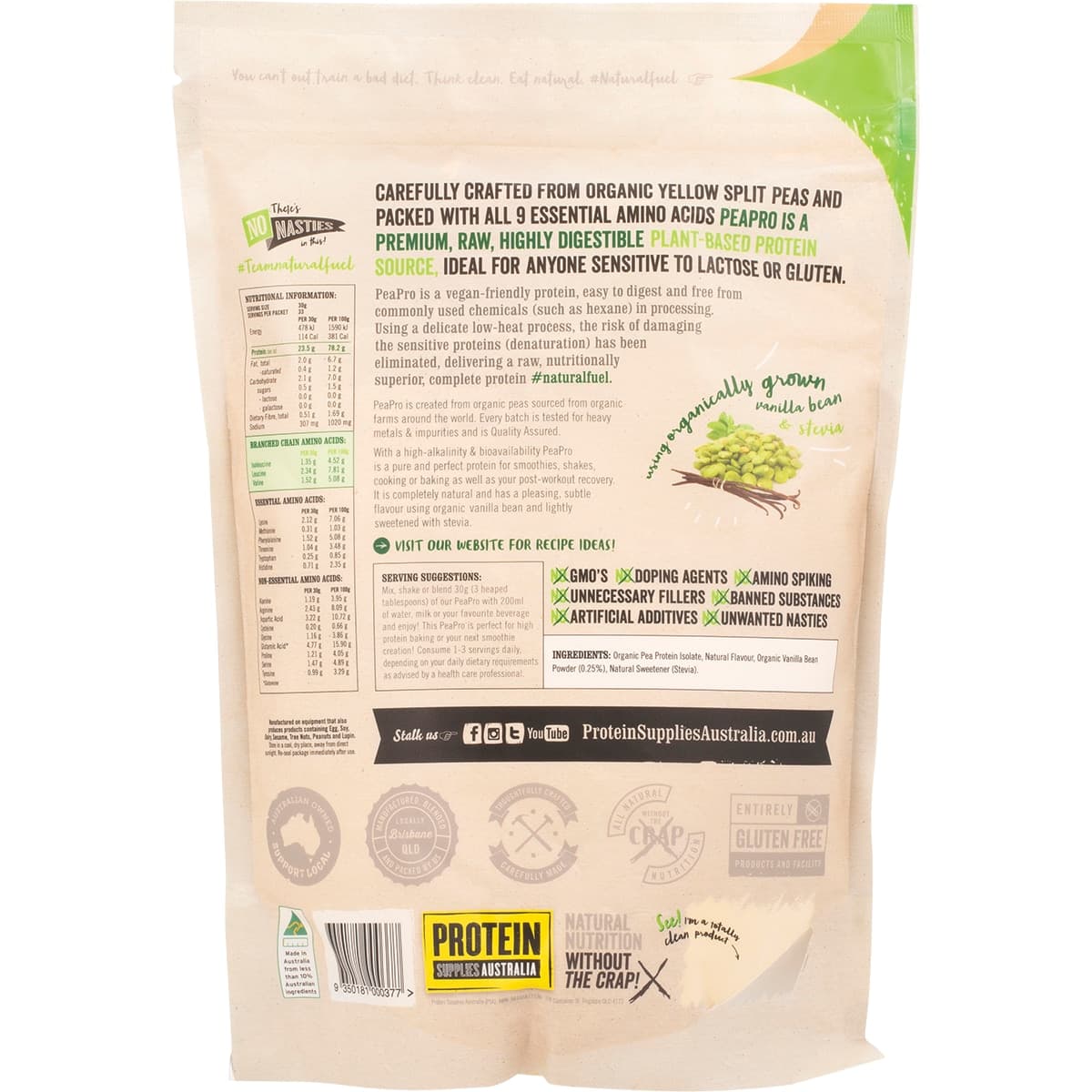 Thumbnail Protein Supplies Australia Peapro Vegan Pea Protein Vanilla Bean 1Kg