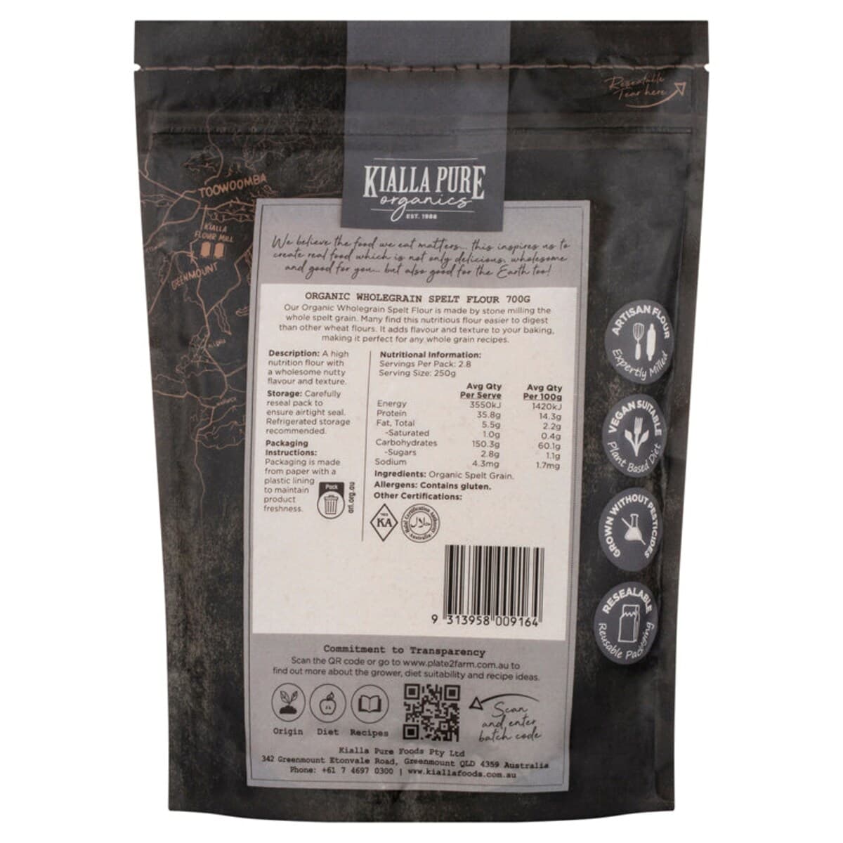 Thumbnail Kialla Organic Wholegrain Spelt Flour 700G