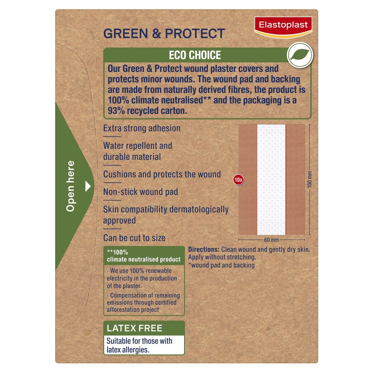 Thumbnail Elastoplast Green & Protect Wound Dressing 6Cm X 1M