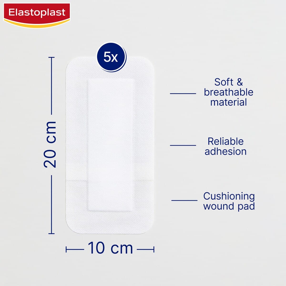 Thumbnail Elastoplast Sensitive Sterile Dressing 4Xl 10Cm X 20Cm 5 Pack