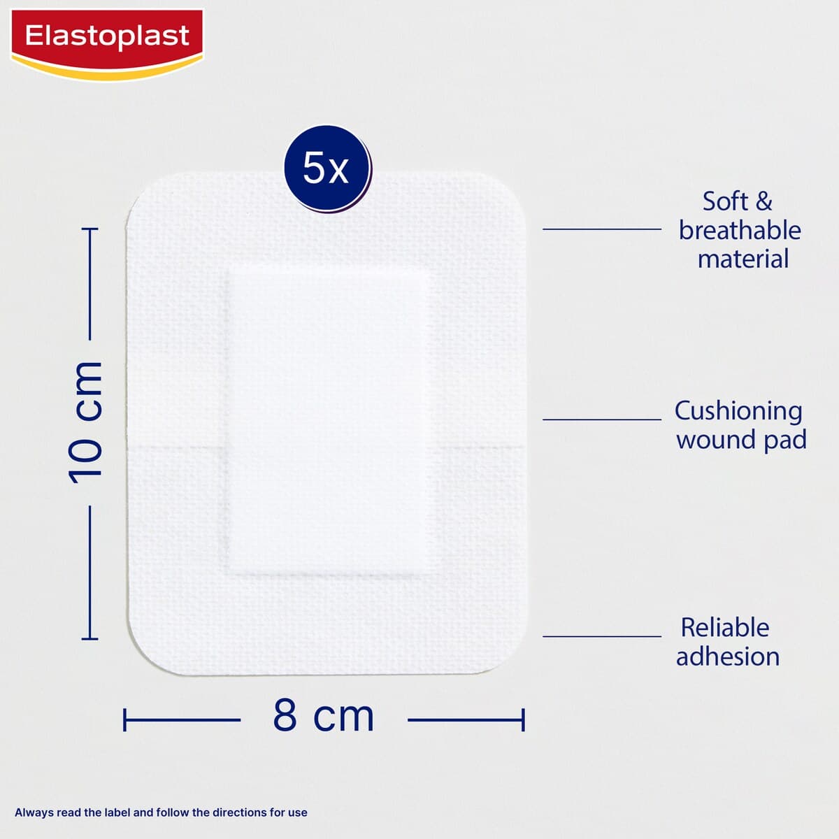 Thumbnail Elastoplast Sensitive Sterile Dressing Xxl 8Cm X 10Cm 5 Pack