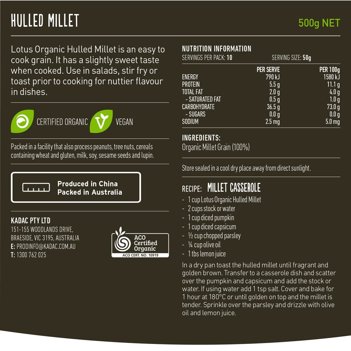 Thumbnail Lotus Organic Millet Hulled 500G