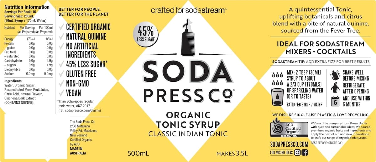 Thumbnail Soda Press Organic Tonic Mix Classic Indian Tonic 500Ml