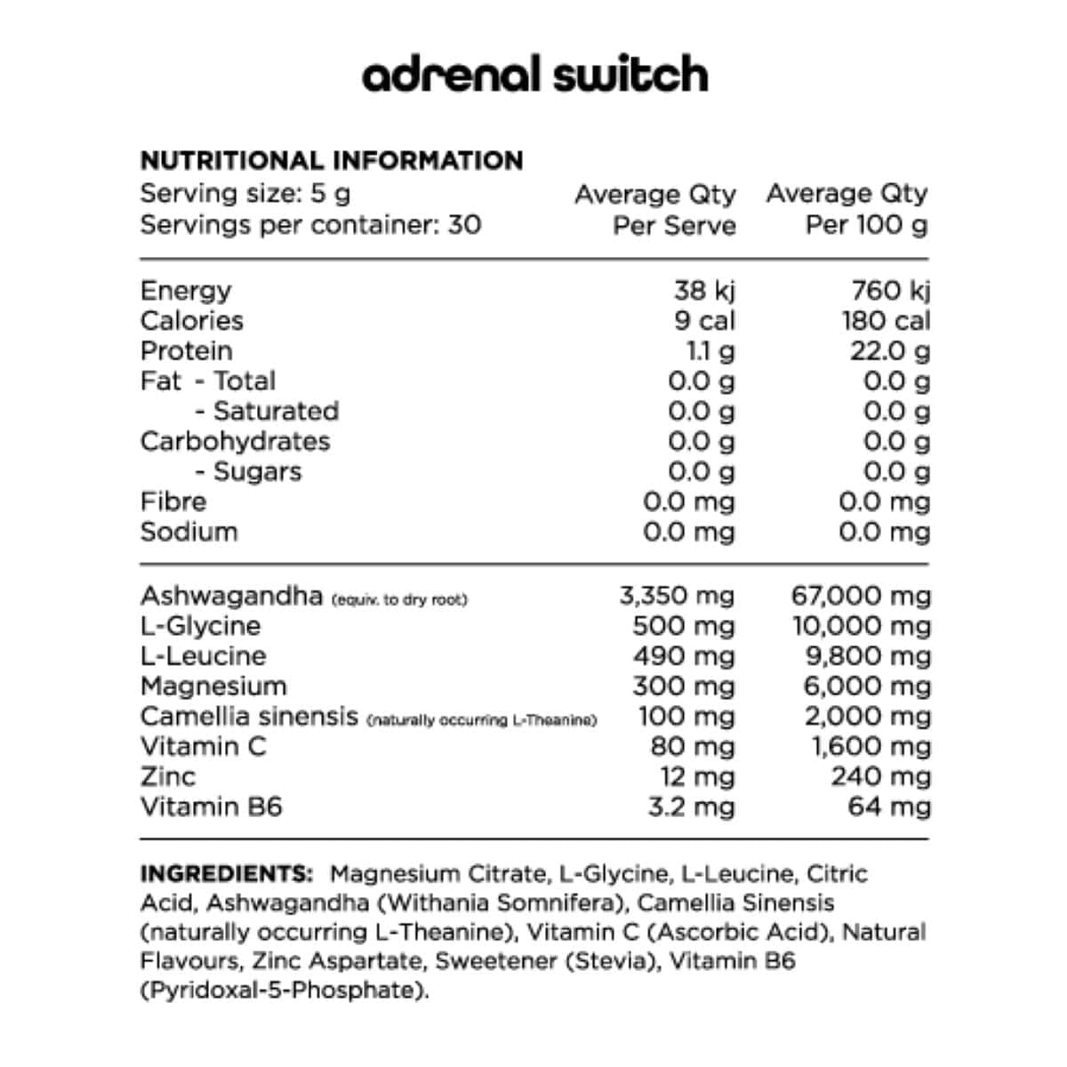 Thumbnail Switch Nutrition Adrenal Magnesium Support Formula Lemonade 150G