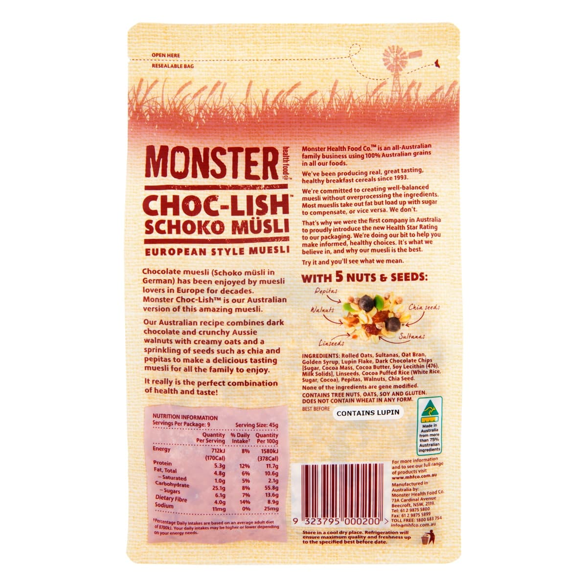 Thumbnail Monster Health Food Co Choc-Lish - Wheat Free 405G