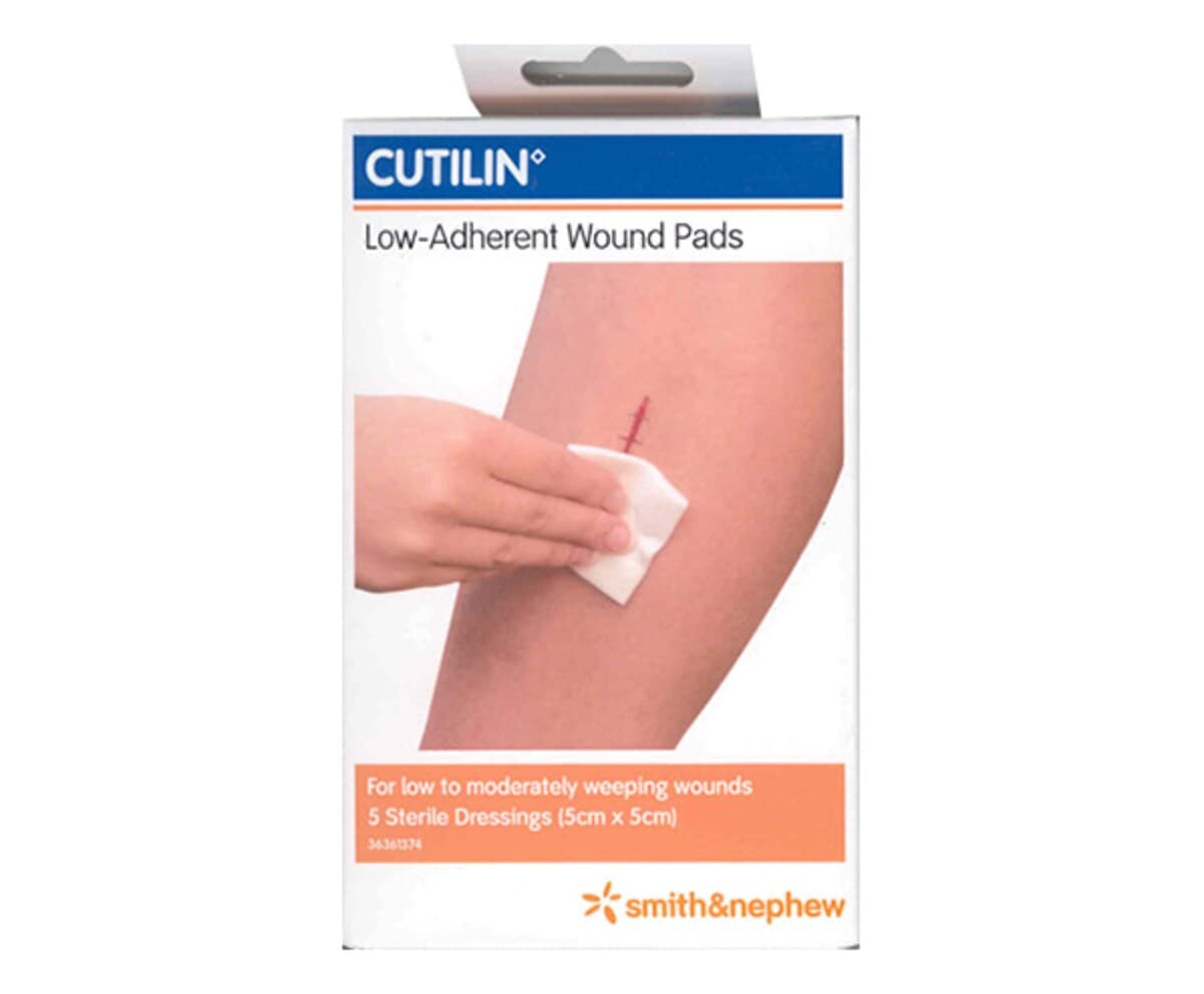 Cutilin Low Adherent Wound Pads 5Cm X 5Cm 5 Pack By Smith & Nephew