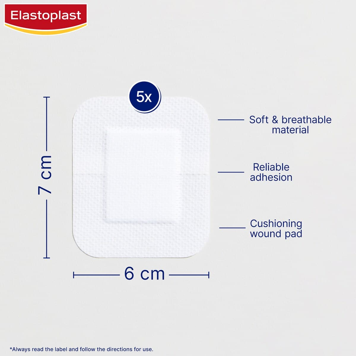 Thumbnail Elastoplast Sensitive Sterile Dressings Xl 6Cm X 7Cm 5 Pack