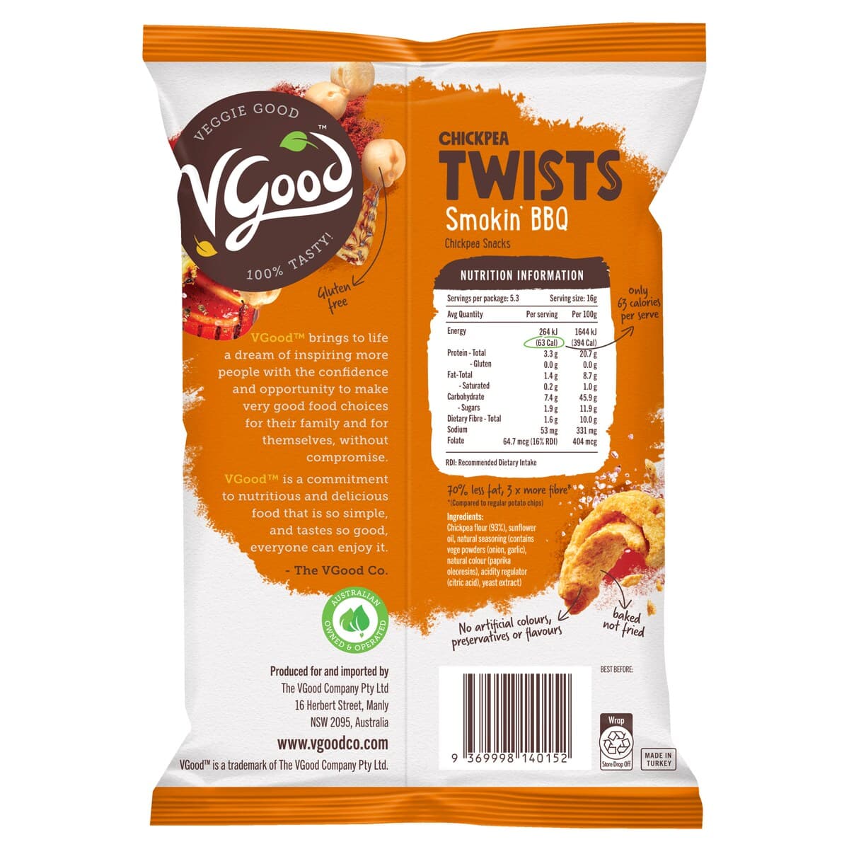 Thumbnail Vgood Chickpea Twists Smokin Bbq 85G