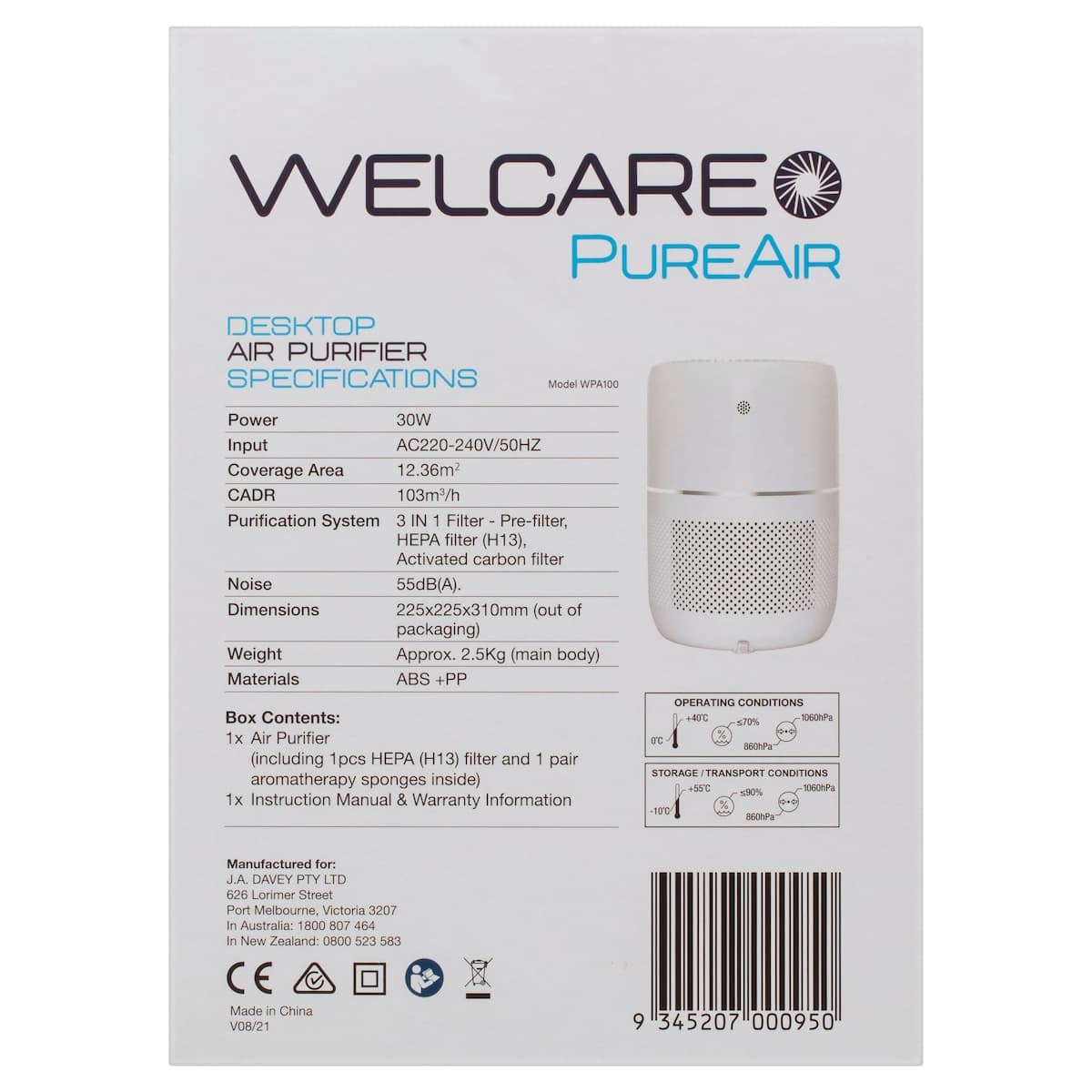 Thumbnail Welcare Pureair Desktop Air Purifier Wpa100