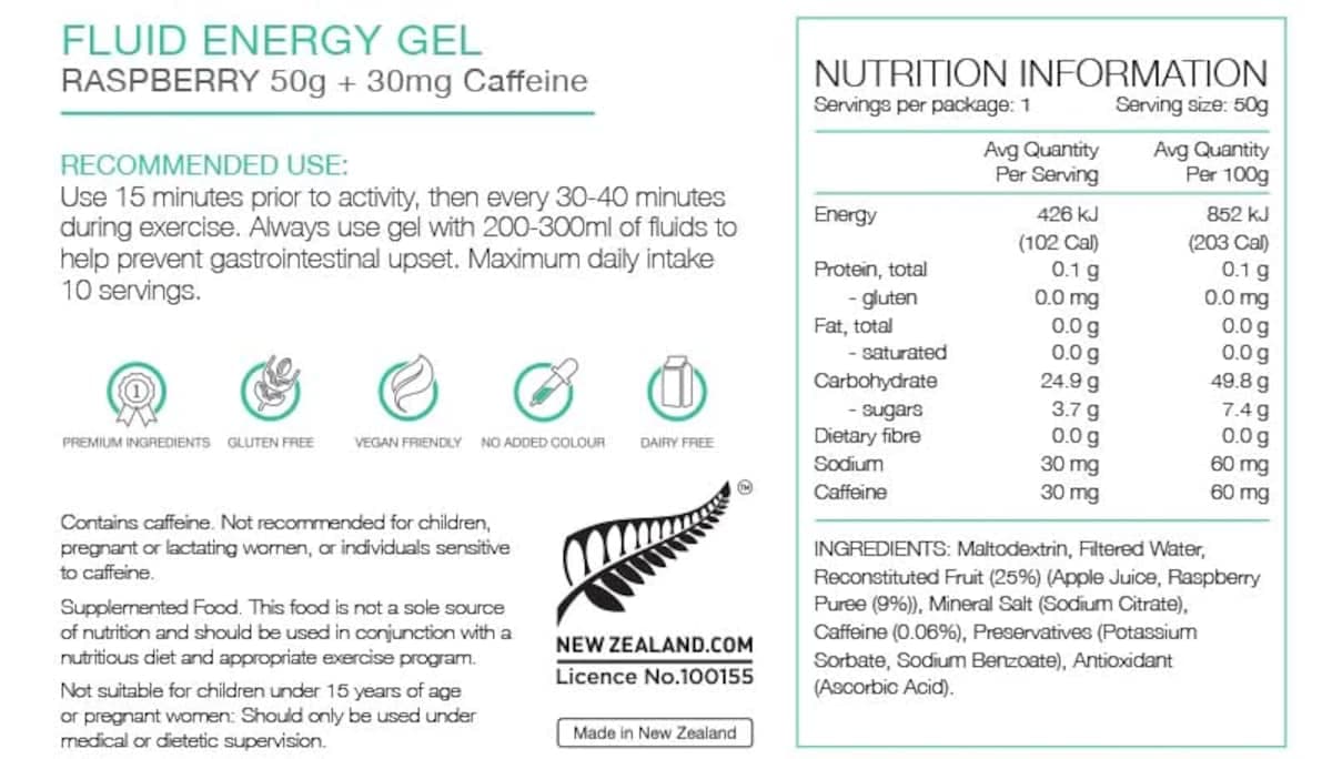 Thumbnail Pure Fluid Energy Gel Raspberry Caffeine 18 X 50G