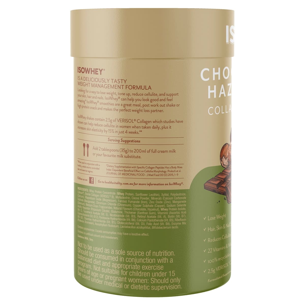 Thumbnail Isowhey Chocolate Hazelnut Collagen Shake 490G