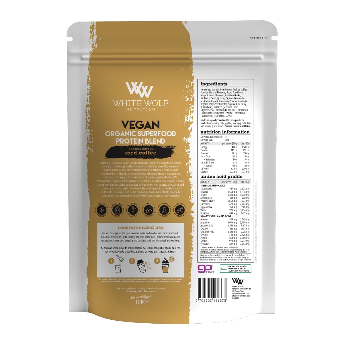 Thumbnail White Wolf Nutrition Vegan Protein With Superfoods Iced Coffee 1Kg