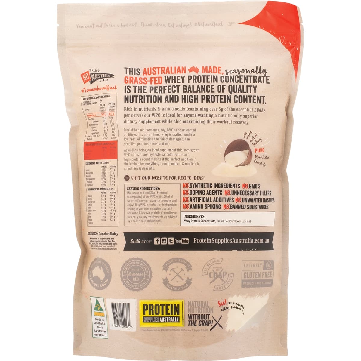 Thumbnail Protein Supplies Australia Whey Protein Concentrate Unflavoured 1Kg