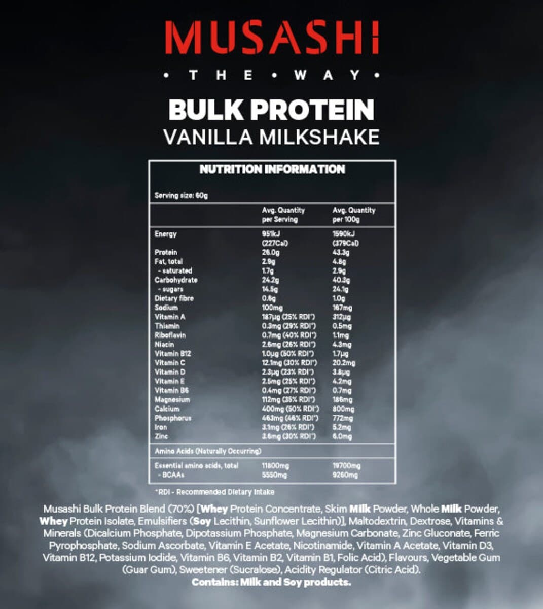 Thumbnail Musashi Bulk Protein Vanilla Milkshake 2Kg