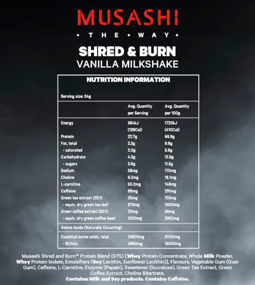 Musashi Shred & Burn Vanilla Milkshake 2Kg