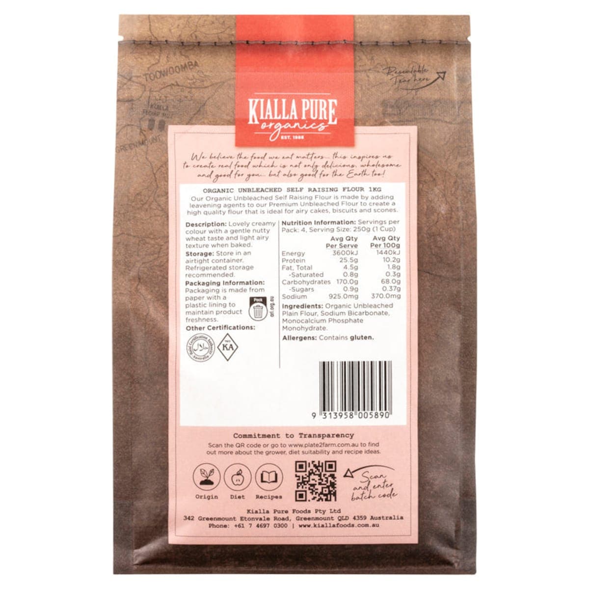 Thumbnail Kialla Organic Unbleached Self Raising Flour 1Kg