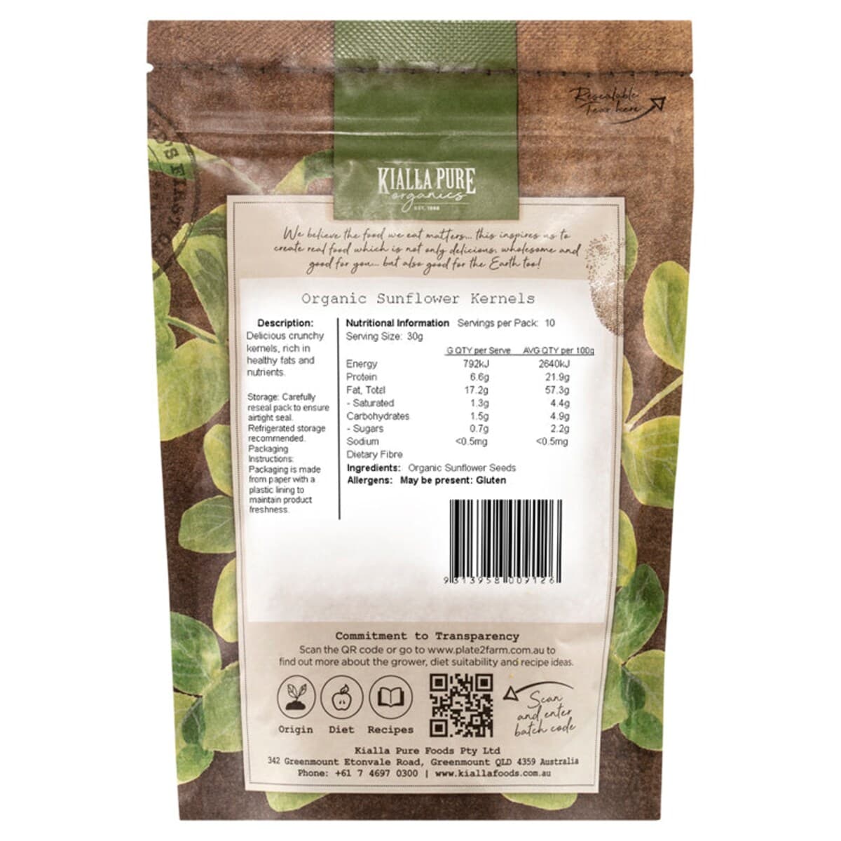 Thumbnail Kialla Organic Sunflower Kernels 300G