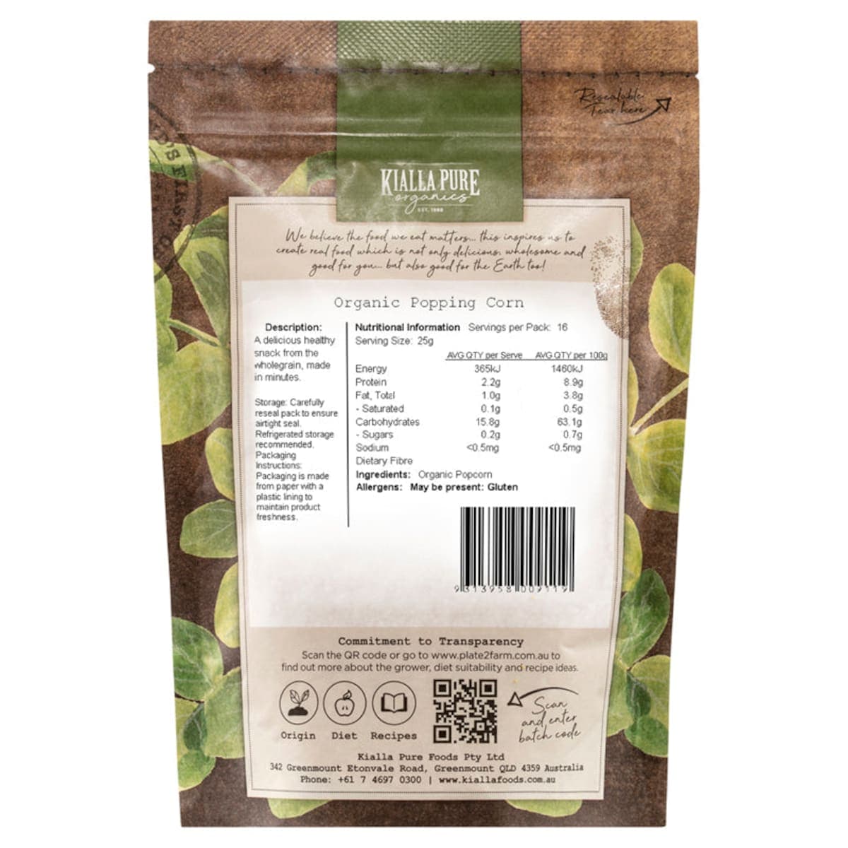 Thumbnail Kialla Organic Popping Corn 400G