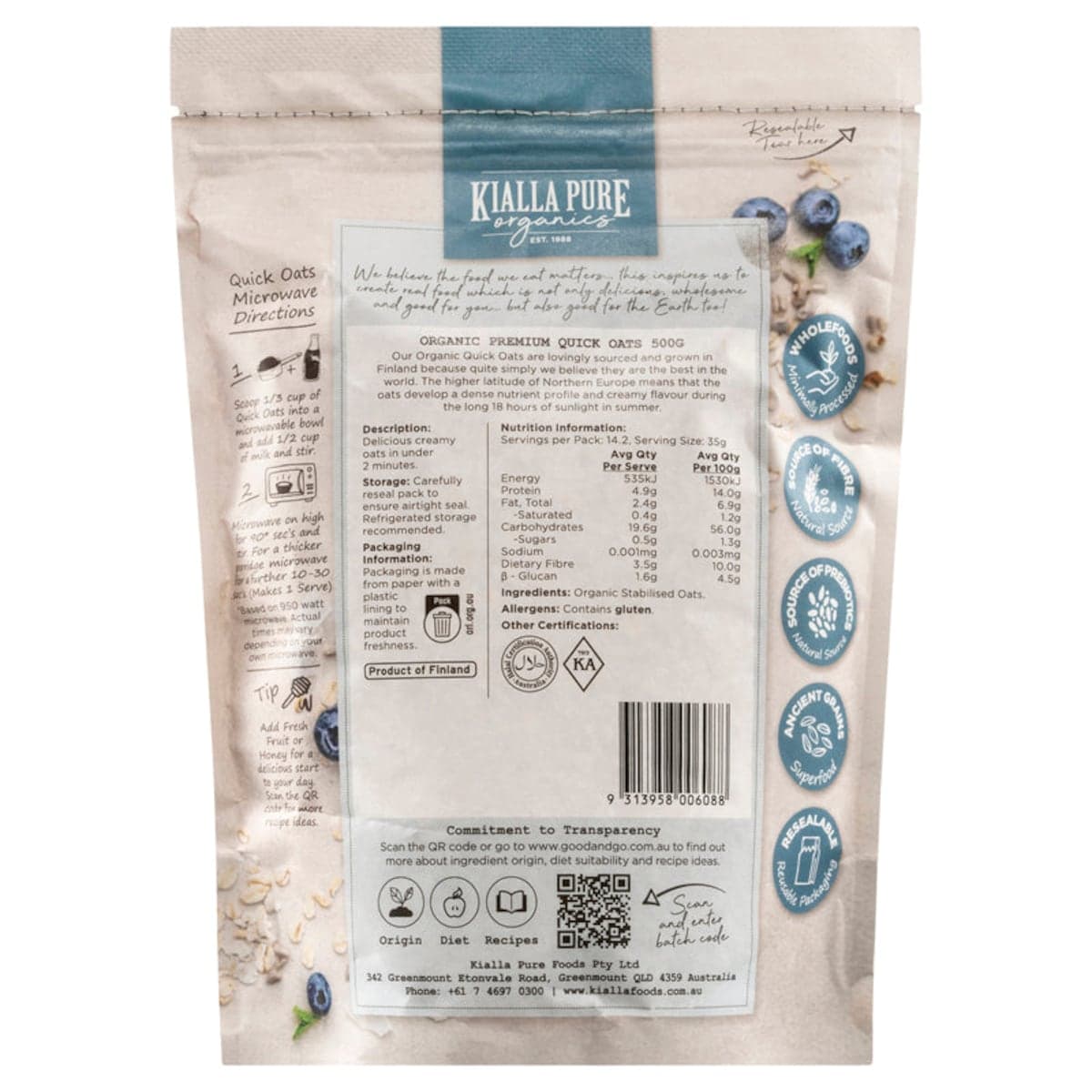 Thumbnail Kialla Organic Quick Oats 500G