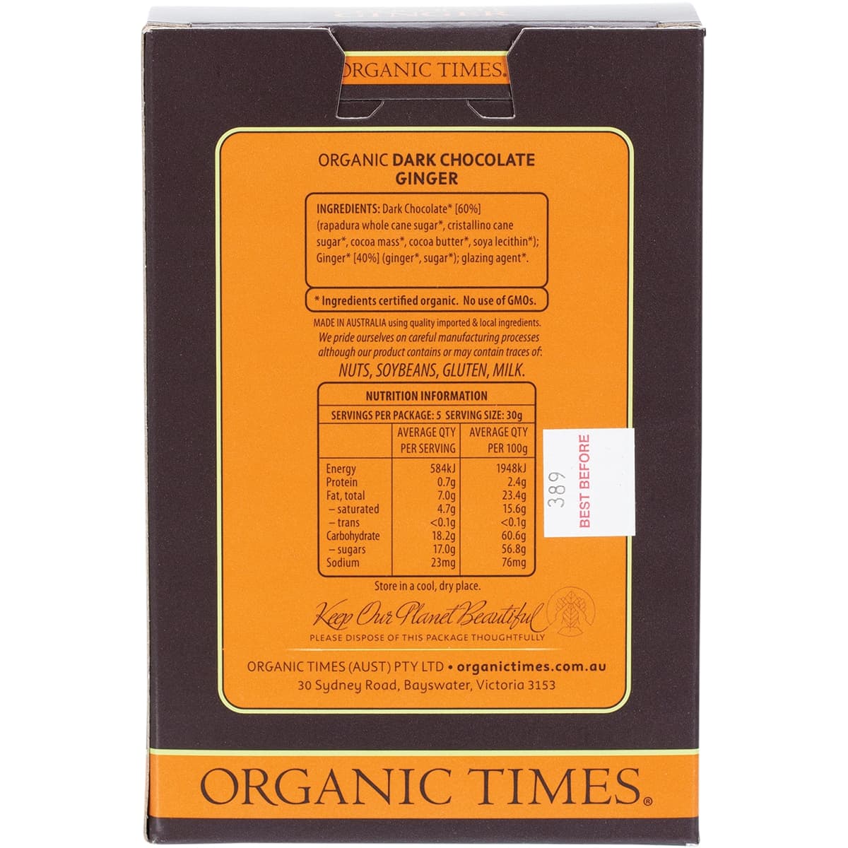 Thumbnail Organic Times Dark Chocolate Ginger 150G