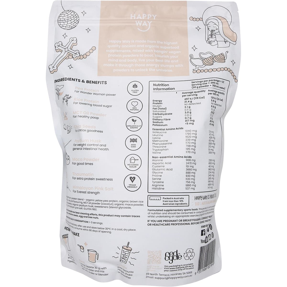 Thumbnail Happy Way Vegan Protein Powder Vanilla 1Kg