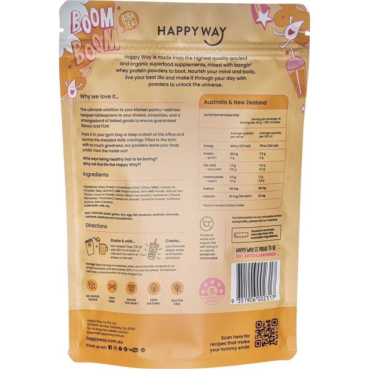 Thumbnail Happy Way Whey Protein Powder Thai Milk Boba Tea 500G