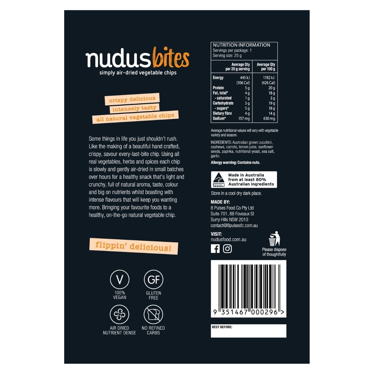 Thumbnail Nudus Bites Air-Dried Zucchini Cheeky Cheesy Vegan Chips 25G