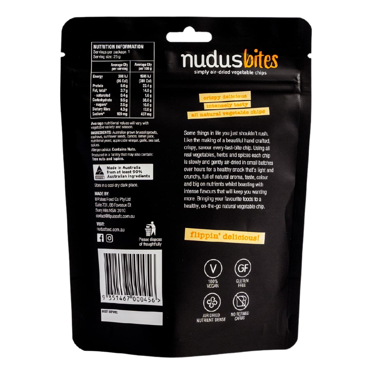 Thumbnail Nudus Bites Air-Dried Brussel Sprout Cheeky Cheesy Vegan Chips 25G