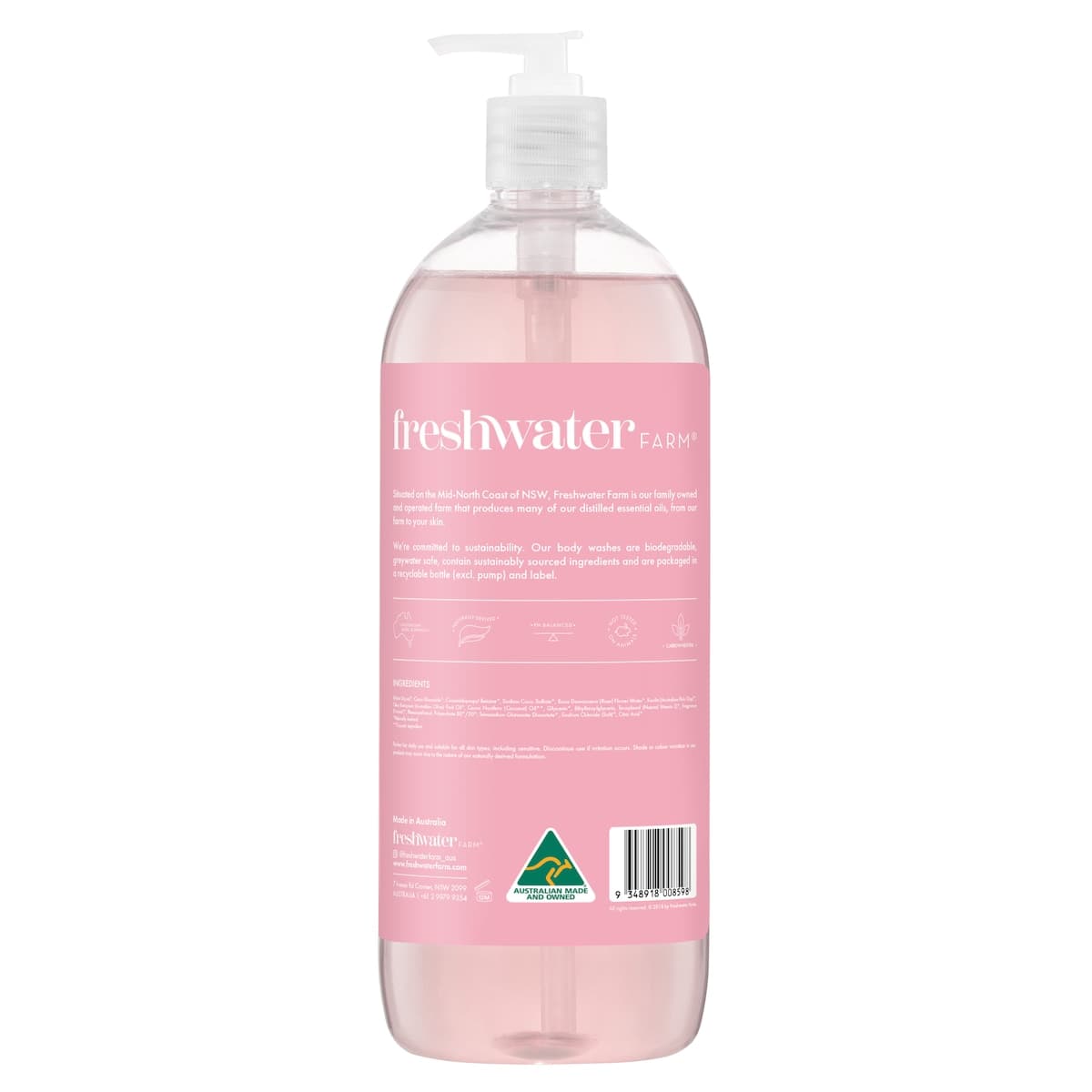 Thumbnail Freshwater Farm Rosewater + Pink Clay Body Wash 1L