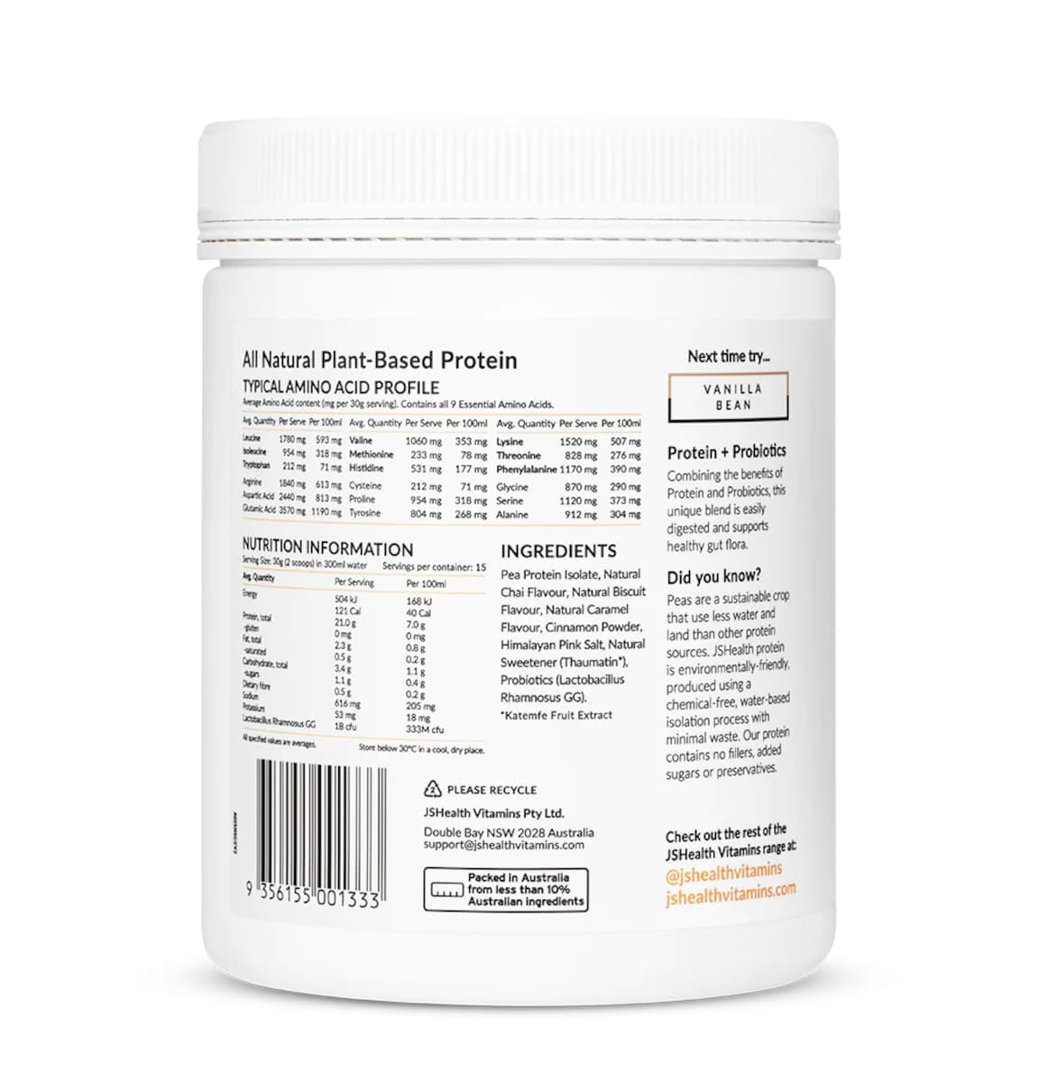 Thumbnail Jshealth Protein + Probiotics Salted Caramel Cinnamon 450G