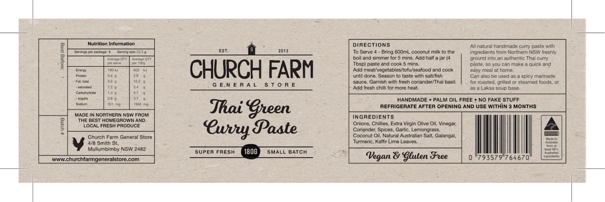 Thumbnail Church Farm Thai Green Curry Paste 180G