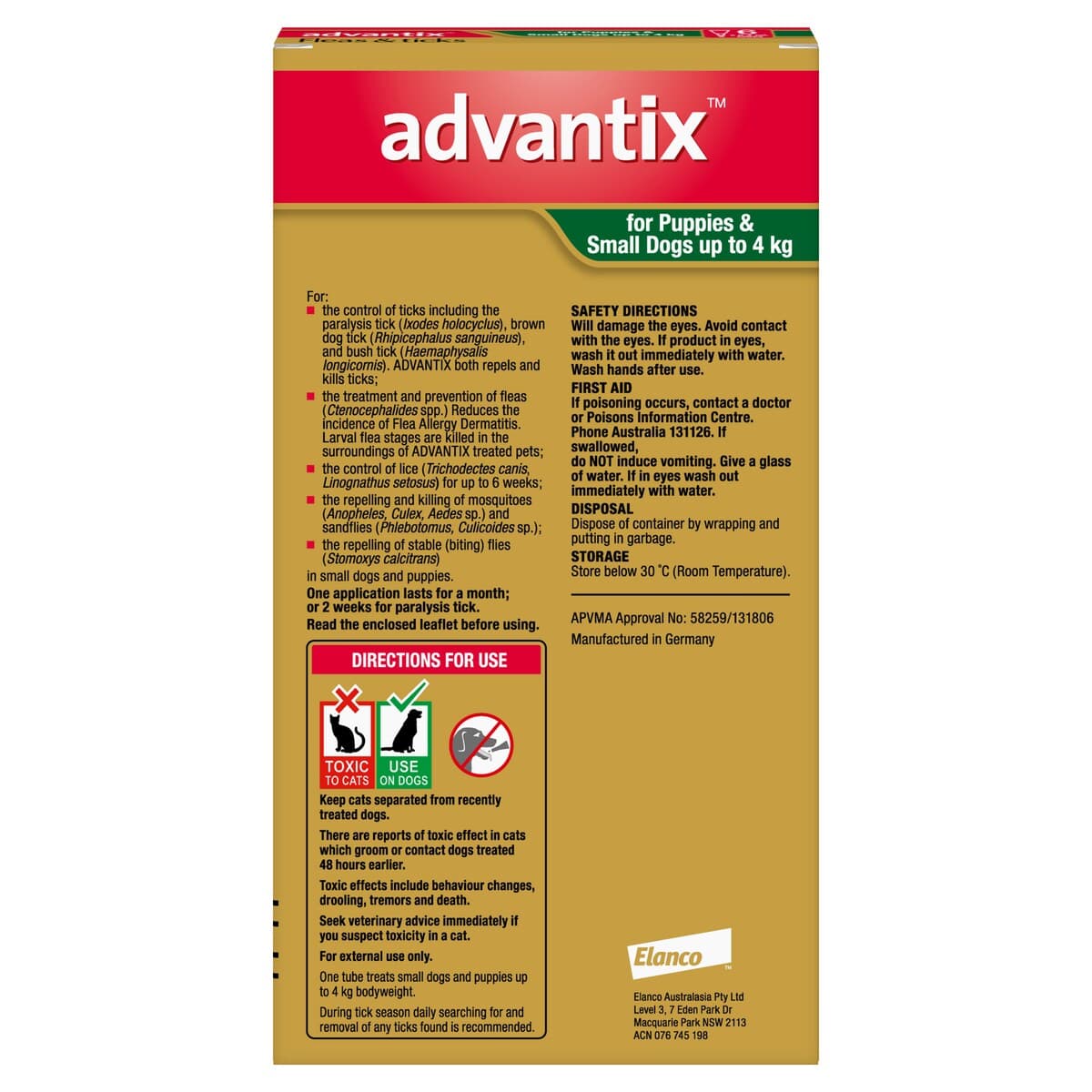 Thumbnail Advantix For Puppies & Small Dogs Up To 4Kg Green 6 Pack