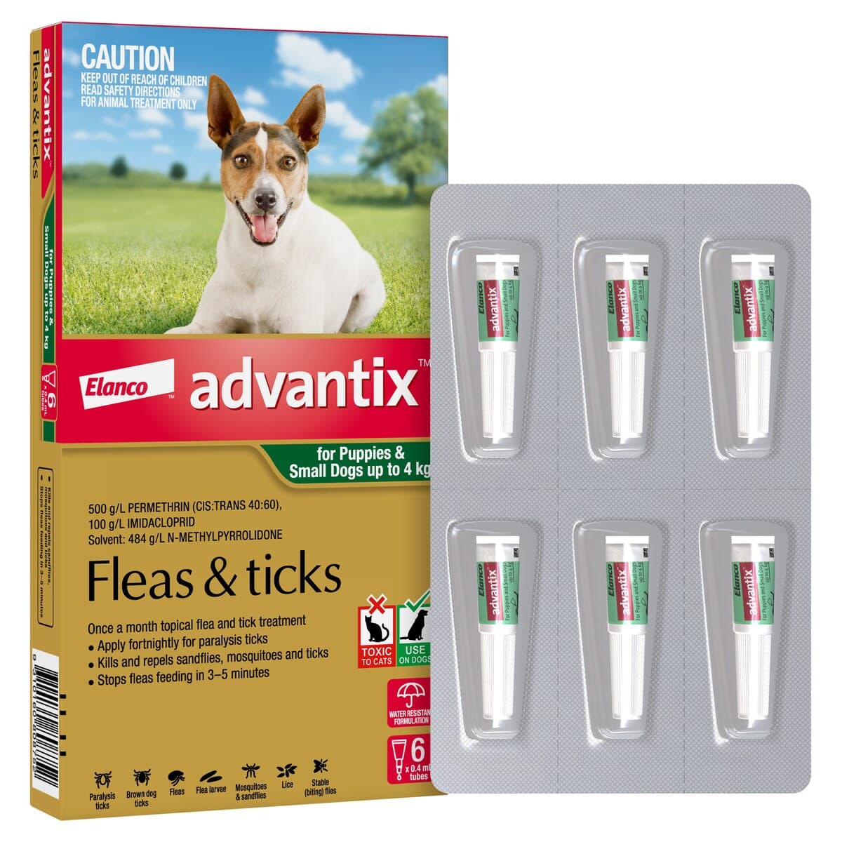 Thumbnail Advantix For Puppies & Small Dogs Up To 4Kg Green 6 Pack