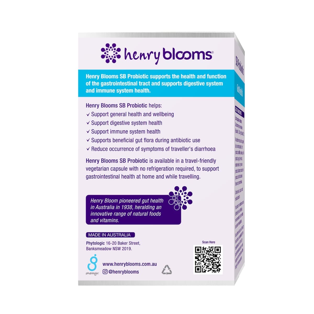 Thumbnail Henry Blooms Sb Probiotic Gut & Digestive Health 30 Capsules