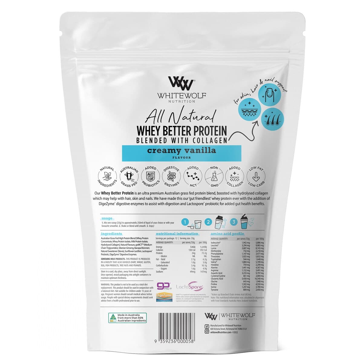 Thumbnail White Wolf Nutrition Whey Better Protein Creamy Vanilla 396G