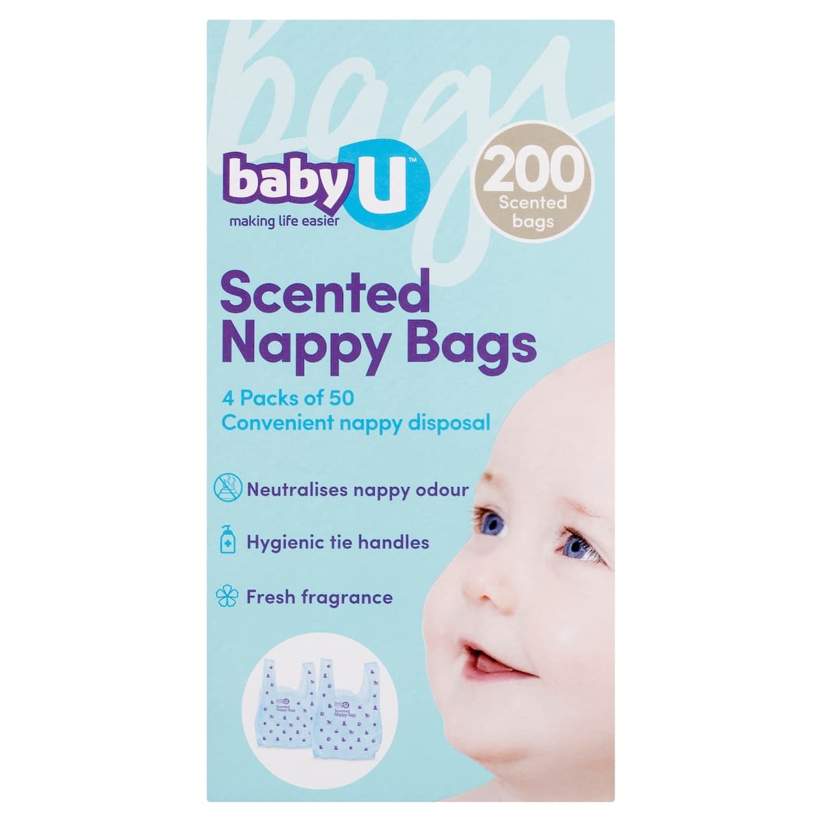 Thumbnail Baby U Scented Nappy Bags 200 Pack