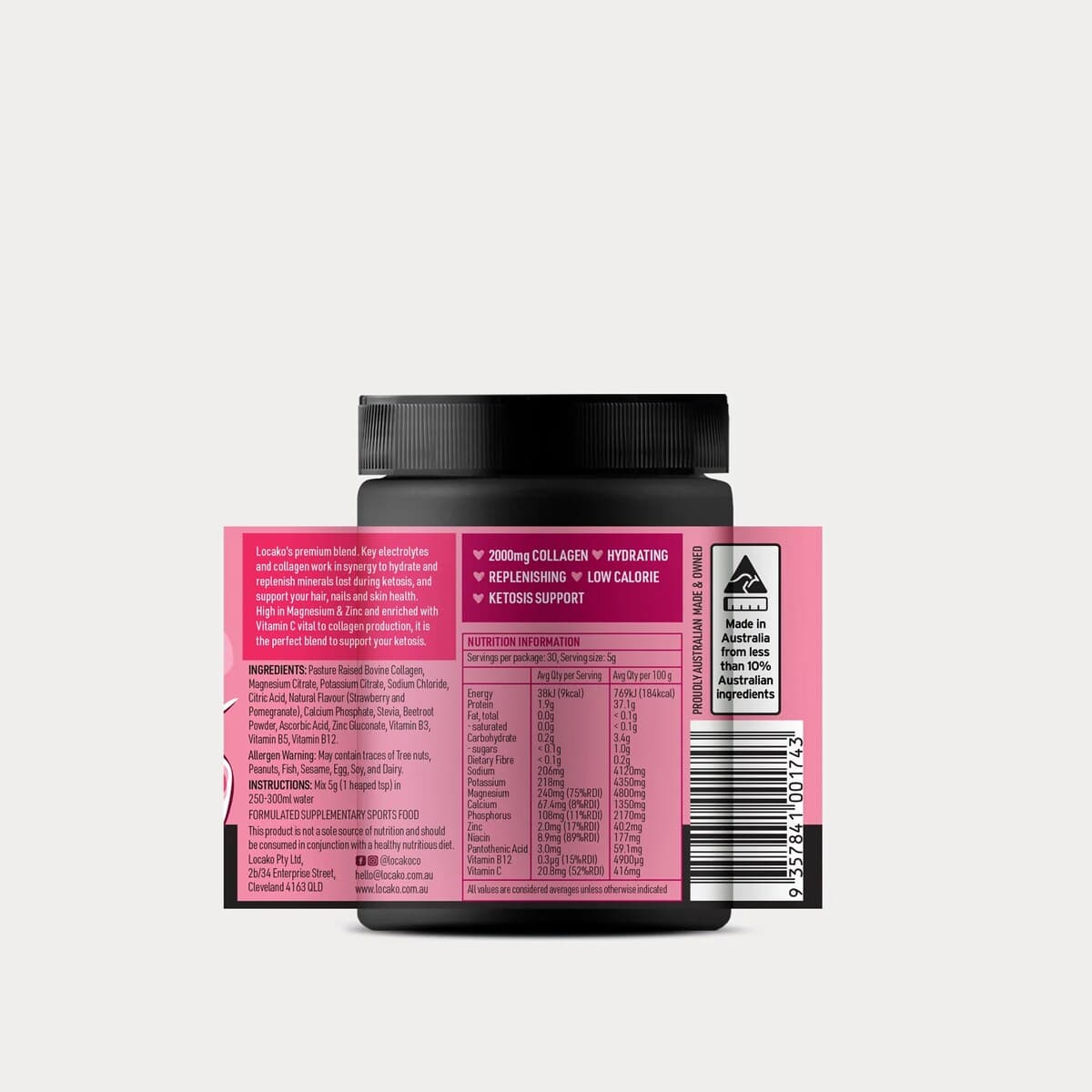 Thumbnail Locako Electrolytes + Collagen Strawberry And Pomegranate 150G