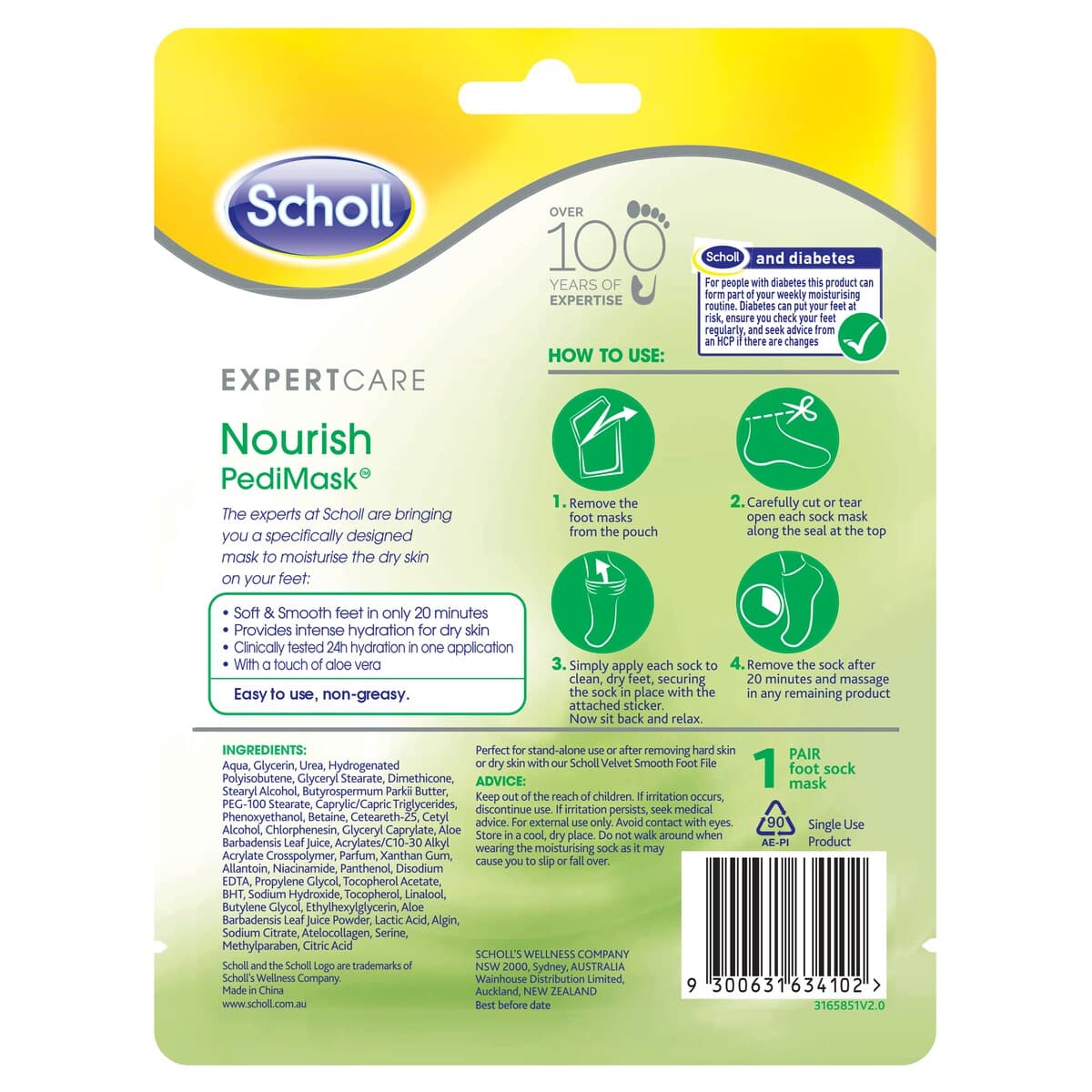 Thumbnail Scholl Expert Care Nourish Pedimask Aloe Vera 1 Pair