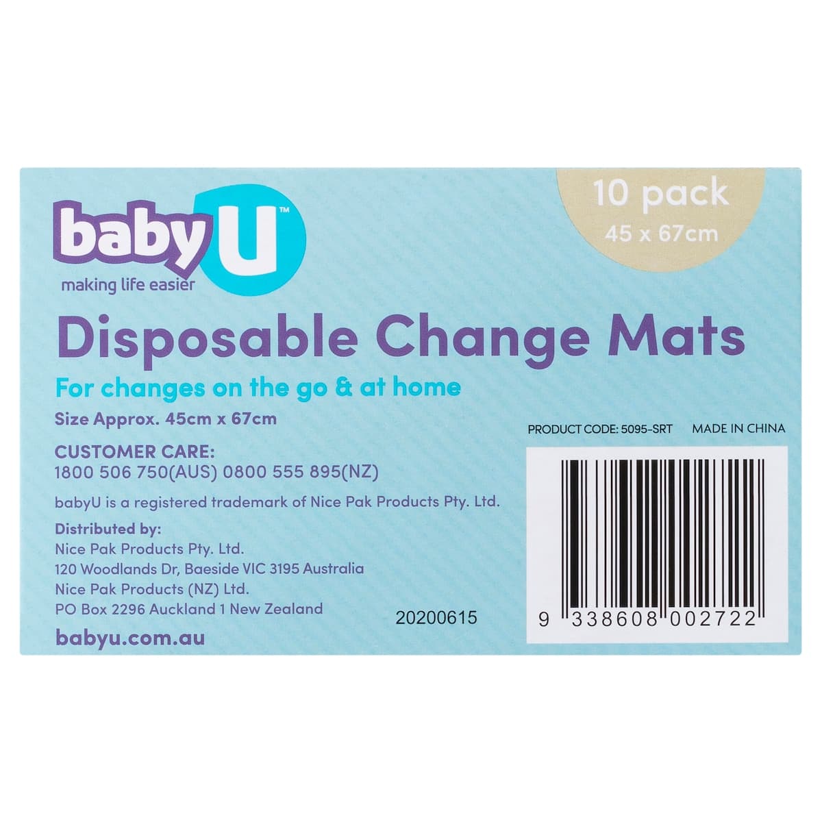 Thumbnail Baby U Disposable Change Mats 10 Pack