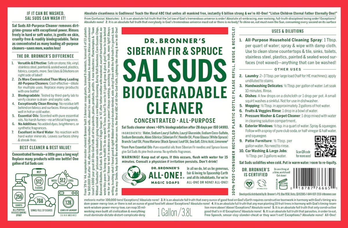 Thumbnail Dr Bronner's Sal Suds Biodegradable Cleaner 3.8L