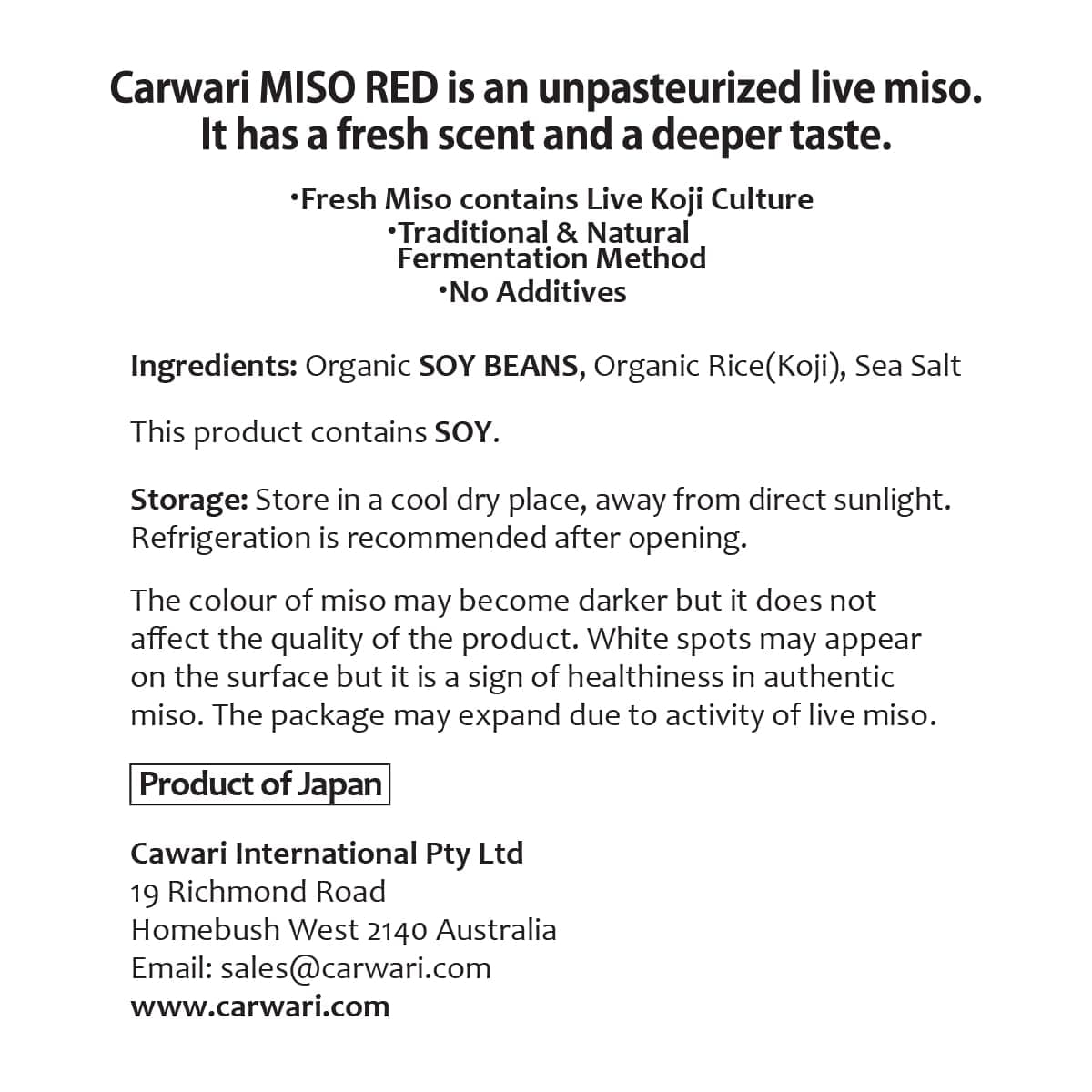 Thumbnail Carwari Organic Miso Paste Red 500G