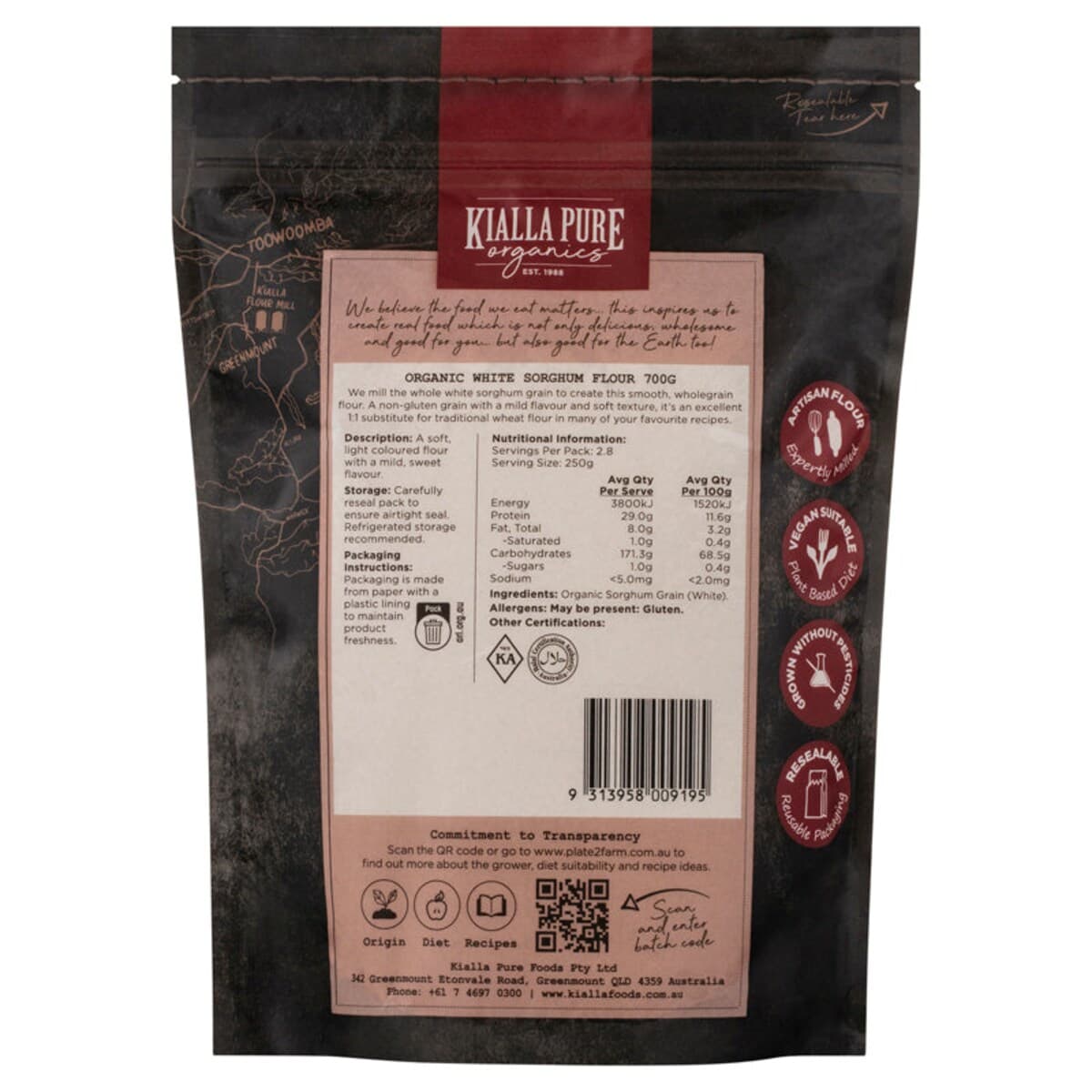 Thumbnail Kialla Organic White Sorghum Flour 700G