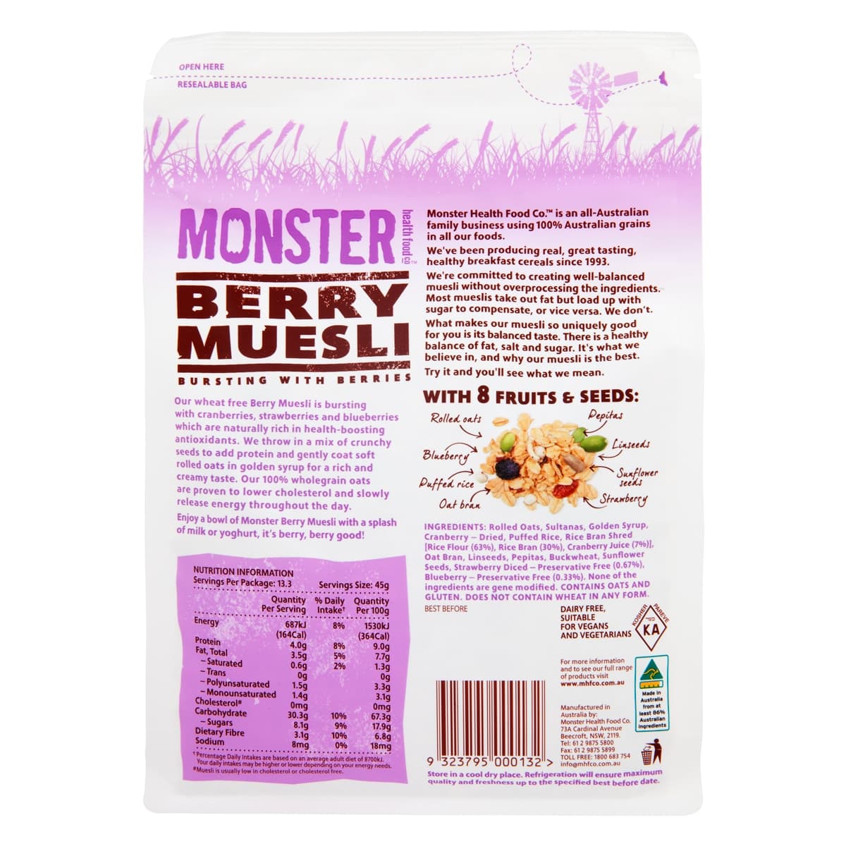 Thumbnail Monster Health Food Co Berry Muesli - Wheat Free 600G